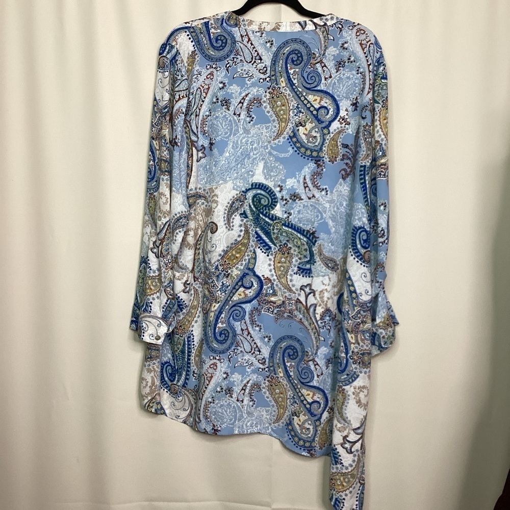 Chico's plus size 3 16 18 2X Blue and White Asymmetrical Tunic Fall Top - Picture 12 of 16